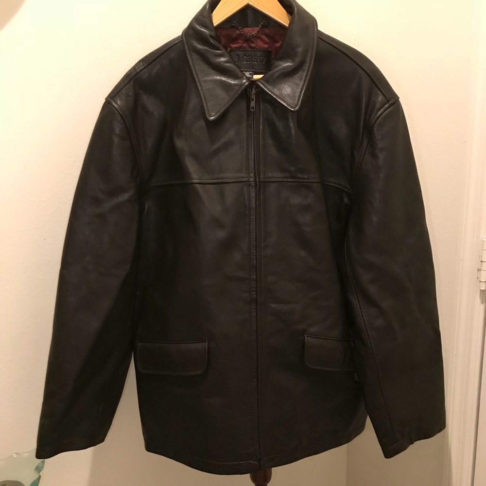 J. Crew heavy leather jacket size Large